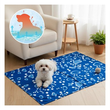 PACK2 ALFOMBRA PARA PERRO EN DIAS CALUROSOS 50X90CM L AZUL ESTILO BURBUJAS Y+PAPEL REGALO - 5