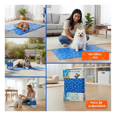 COLCHONETA PARA MASCOTAS ACTIVAS CON ESTAMPADO HUESITOS 50X90CM L AZUL Y+POST IT - 1