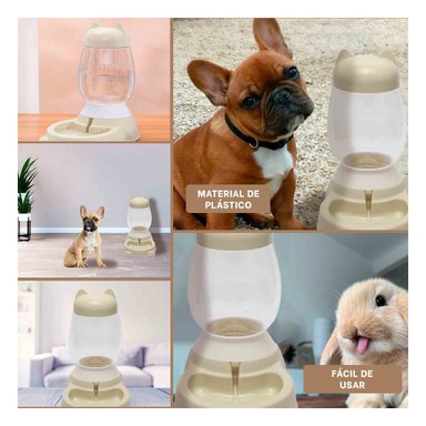 PACK6 FUENTE BEIGE CON BIDON AUTOMATICO EN GATO PARA MASCOTAS COMODAS Y+PAPEL REGALO - 3