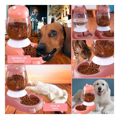 PACK4 RECIPIENTE PEQUENO AUTOMATICO DE GATO CON BIDON ROSADO EN RINCONES Y+REGALO STICKER - 2