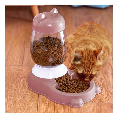 PACK4 RECIPIENTE PEQUENO AUTOMATICO DE GATO CON BIDON ROSADO EN RINCONES Y+REGALO STICKER - 5