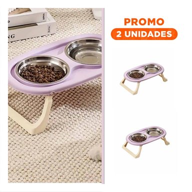 PACK2 PLATO EN COLOR LILA PLEGABLE DOBLE Y ELEVADO CON SISTEMA DESMONTABLE - 1