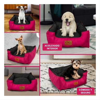 CAMA FUCSIA PARA PERRO TALLA S CON CENTRO NEGRO Y+LIGAS REGALO - 5