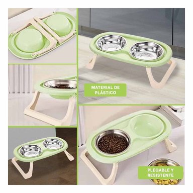 COMEDERO EN COLOR VERDE ELEVADO DOBLE PLEGABLE Y DESMONTABLE COMODO Y+POST IT - 1