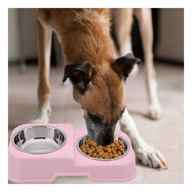 PACK6 COMEDERO EN COLOR ROSADO CON DOS NIVELES Y PLATOS DESMONTABLES DOBLE Y+REGALO STICKER - 3