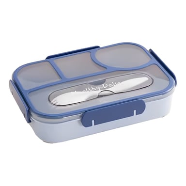 PACK4 ORGANIZADOR RECTANGULAR 4 ESPACIOS CON TENEDOR 1100ML AZUL MODERNO Y+PAPEL REGALO - 3
