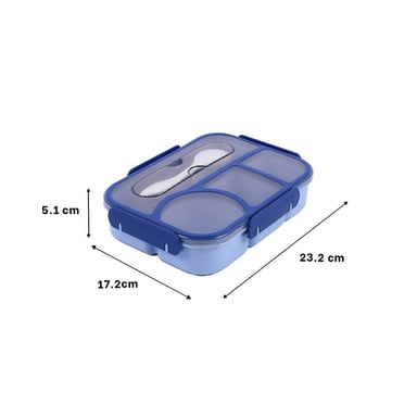 PACK4 ORGANIZADOR RECTANGULAR 4 ESPACIOS CON TENEDOR 1100ML AZUL MODERNO Y+PAPEL REGALO - 4