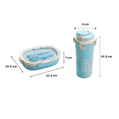 PACK4 ORGANIZADOR 850ML CON CUBIERTOS Y TOMATODO 480ML CELESTE MODERNO Y+PAPEL REGALO - 4