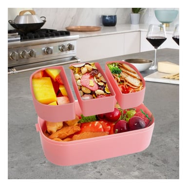 PACK2 BOTE MODULAR CON SEPARADORES 2 PISOS ROSADO Y LILA PARA COCINA ORGANIZADA - 5
