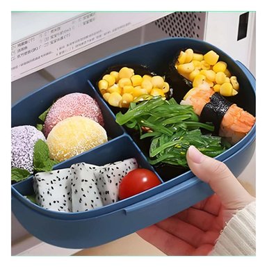 PACK6 PORTA COMIDA 850ML CON CUBIERTOS AZUL PARA MANTENER COMIDA FRESCA Y+REGALO STICKER - 3