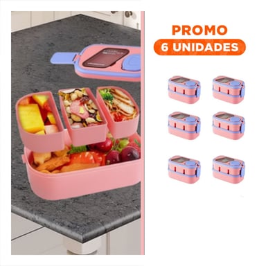 PACK6 POTE MODULAR CON SEPARADORES 2 PISOS ROSADO Y LILA PARA COCINA ORGANIZADA - 1