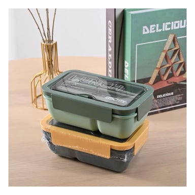 PACK4 POTE LIGERO 850ML CON CUBIERTOS VERDE PARA TRANSPORTE DE COMIDA Y OFICINA - 2