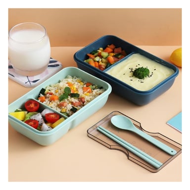 PACK4 POTE LIGERO 850ML CON CUBIERTOS VERDE PARA TRANSPORTE DE COMIDA Y OFICINA - 5