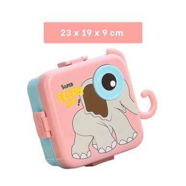 PACK4 ALMACENADOR ELEFANTE CON OJO MINI TAPER PARA LONCHERA ROSADO 1600ML Y+REGALO STICKER - 4
