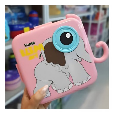 CONTENEDOR CUADRADO ELEFANTE CON SEPARADORES PARA ALMUERZO ROSADO 1600ML - 2
