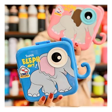 PACK2 ENVASE ESTILO ELEFANTE CON DIVISIONES PARA BOCADILLOS Y QUESOS AZUL Y+REGALO STICKER - 3