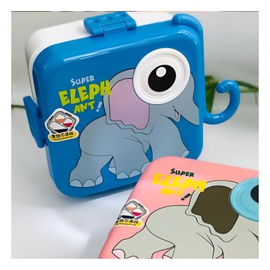 PACK2 ENVASE ESTILO ELEFANTE CON DIVISIONES PARA BOCADILLOS Y QUESOS AZUL Y+REGALO STICKER - 5