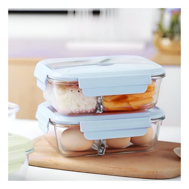 PACK12 CONSERVADOR REUTILIZABLE DE VIDRIO PARA COMIDAS FRESCAS CELESTE - 5