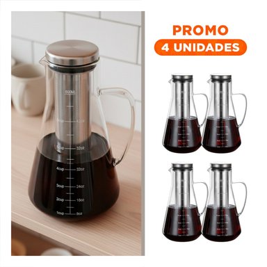 PACK4 DISPOSITIVO ELEGANTE PARA SERVIR CAFE EN VIDRIO 26 X 13,5 CM Y+REGALO STICKER - 1