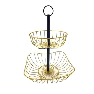 SOPORTE MODERNO PARA PRESENTACION DE FRUTAS Y BOCADITOS DORADO Y+PAPEL REGALO - 1