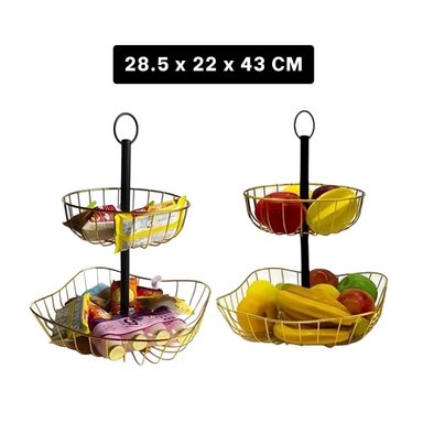 SOPORTE MODERNO PARA PRESENTACION DE FRUTAS Y BOCADITOS DORADO Y+PAPEL REGALO - 4