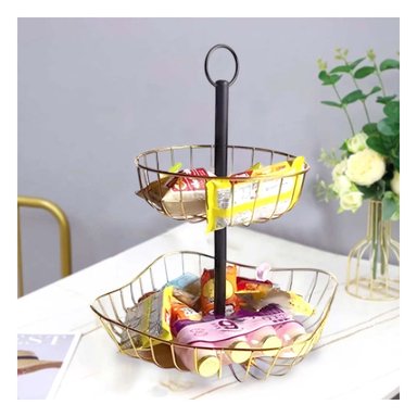 SOPORTE MODERNO PARA PRESENTACION DE FRUTAS Y BOCADITOS DORADO Y+PAPEL REGALO - 5