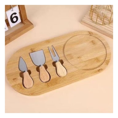 KIT DE COCINA CON CUCHILLOS ESPECIALES PARA QUESOS Y EMBUTIDOS MADERA Y+PAPEL REGALO - 5