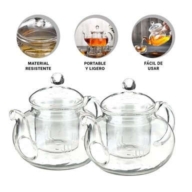 TETERA TRANSPARENTE PARA DISFRUTAR TE CALIENTE EN CASA 1000 ML - 3