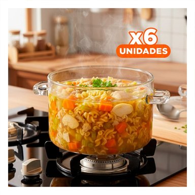PACK6 MARMITA PARA COCINA DIARIA Y PLATOS CASEROS TRANSPARENTE 1500 ML Y+REGALO STICKER - 1