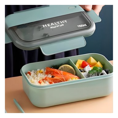 PACK2 CAJA RECTANGULAR CON CUBIERTOS PARA LONCHERA 1100ML VERDE - 3