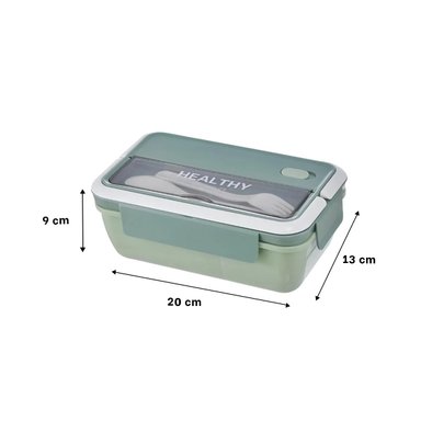 PACK2 CAJA RECTANGULAR CON CUBIERTOS PARA LONCHERA 1100ML VERDE - 4