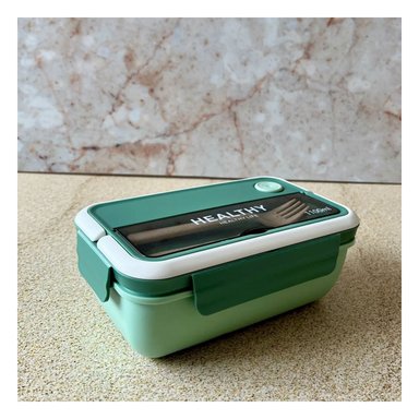 PACK2 CAJA RECTANGULAR CON CUBIERTOS PARA LONCHERA 1100ML VERDE - 5
