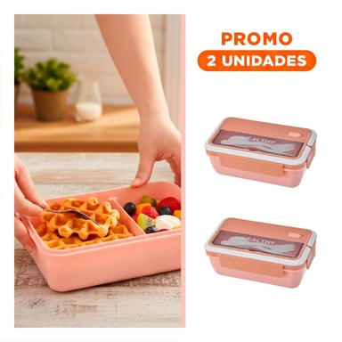 PACK2 CONSERVADOR PARA MANTENER ALIMENTOS FRESCOS 1100ML Y CUBIERTOS MELON - 1