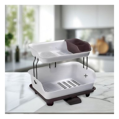 PACK4 SOPORTE PARA MESA 2 NIVELES PLASTICO ORGANIZACION Y UTILIDAD MARRON Y+PAPEL REGALO - 2