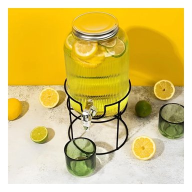 DISTRIBUIDOR DE BEBIDA PARA REFRESCOS Y AGUA EN HOGAR Y COCINA NEGRO Y TRANSPARENTE 5,5L - 1