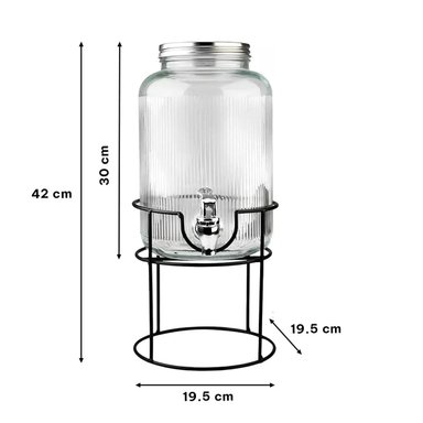 DISTRIBUIDOR DE BEBIDA PARA REFRESCOS Y AGUA EN HOGAR Y COCINA NEGRO Y TRANSPARENTE 5,5L - 4