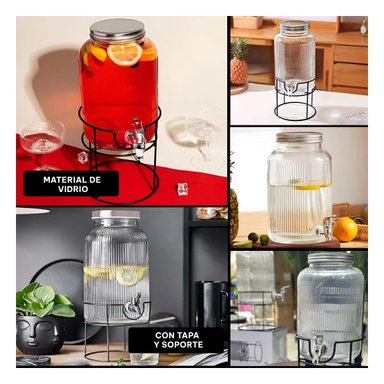 DISTRIBUIDOR DE BEBIDA PARA REFRESCOS Y AGUA EN HOGAR Y COCINA NEGRO Y TRANSPARENTE 5,5L - 5