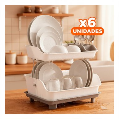 PACK6 MODULADOR DE COCINA 2 NIVELES PLASTICO COMPACTO Y FUNCIONAL PLOMO Y+REGALO STICKER - 1
