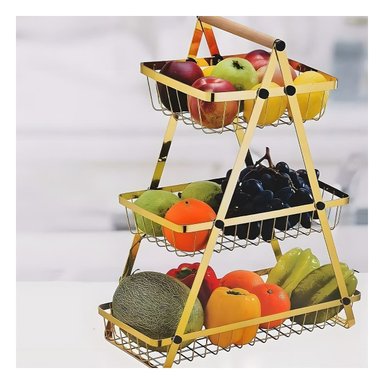 BANDEJA TRIANGULAR 3 NIVELES PARA MESA Y HOGAR DORADO Y+PAPEL REGALO - 2