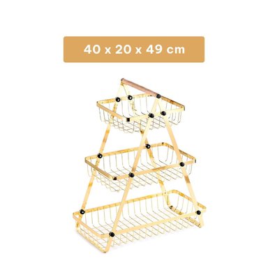 BANDEJA TRIANGULAR 3 NIVELES PARA MESA Y HOGAR DORADO Y+PAPEL REGALO - 4