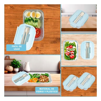 PACK2 CAJA PORTATIL PARA SNACKS CON SET DE CUBIERTOS CELESTE Y+PAPEL REGALO - 3