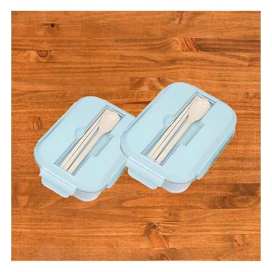 PACK2 CAJA PORTATIL PARA SNACKS CON SET DE CUBIERTOS CELESTE Y+PAPEL REGALO - 5