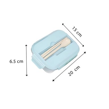 PACK4 CAJA DE ALMUERZO DE VIDRIO CON ACCESORIOS CELESTE Y+PAPEL REGALO - 4