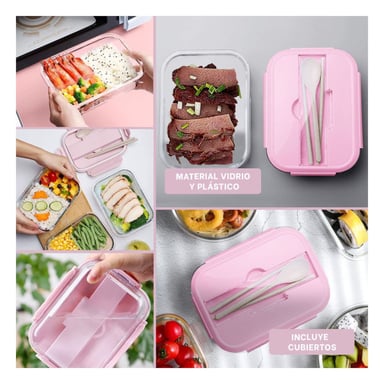PACK12 ORGANIZADOR PRACTICO DE ALMUERZO ROSADO Y+PAPEL REGALO - 2