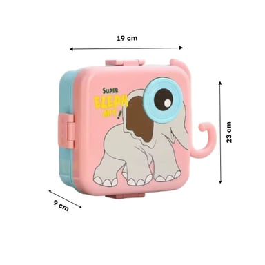 PACK6 ALMACENADOR CUADRADO ELEFANTE PARA PICNIC INFANTIL ROSADO 1600ML Y+REGALO STICKER - 4