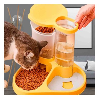 PACK2 EQUIPO INTEGRADO DE COMIDA Y AGUA PARA MASCOTA CON LLAVE AMARILLO SEGURO Y+REGALO STICKER - 3