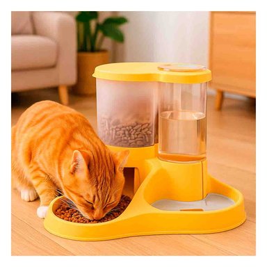 PLATO CON DISPENSADOR DE AGUA PARA MASCOTA CON LLAVE AMARILLO FIRME Y+LIGAS REGALO - 2