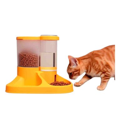 PLATO CON DISPENSADOR DE AGUA PARA MASCOTA CON LLAVE AMARILLO FIRME Y+LIGAS REGALO - 3
