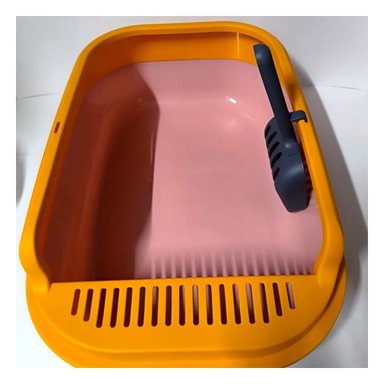 PACK2 CONTENEDOR DE ARENA ABIERTO CON PALA CERNIDORA 51X36,5CM ROSADO Y NARANJA - 2