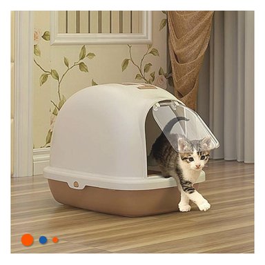 PACK2 RECIPIENTE CON ARENA TIPO CABINA PARA GATO EN CASA MARRON CLARO - 3